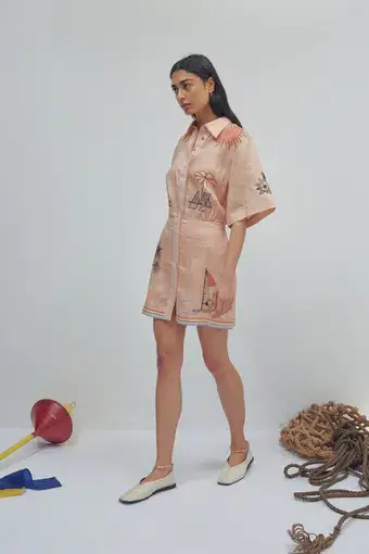 Alemais Marina Mini Dress Shirt Print Size 12 