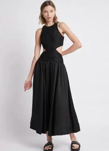 Introspect Cut Out Midi Dress Black Size 10 