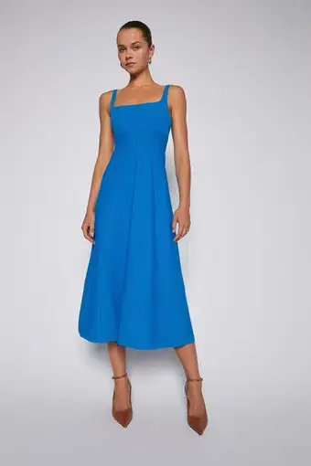 Scanlan Theodore Crepe Knit Square Neck Dress Azure Blue Size 6