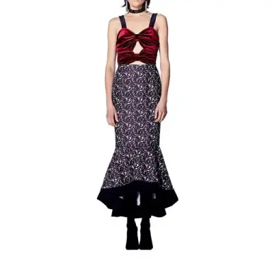 Atoir Two Timer Velvet Midi Dress Print Size 6