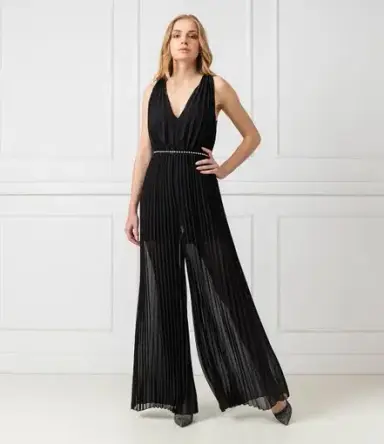 Guess Patty Wideleg Pleated Black Jumpsuit Size S