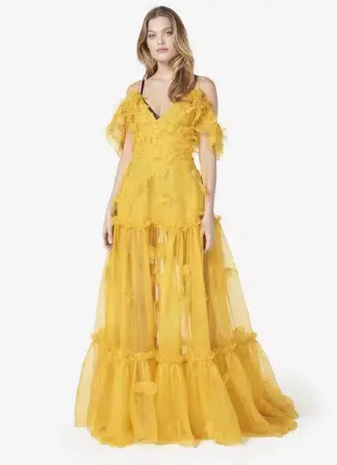 Dundas Yellow Silk Organza Gown Yellow Size 8