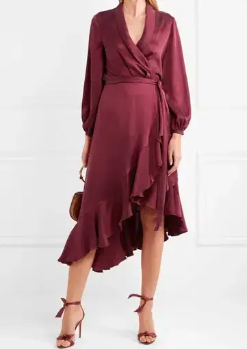Zimmermann Silk Wrapped Midi Dress Burgundy Size 10