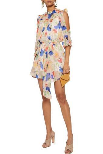 Alice McCall Get In Line cold-shoulder floral-print georgette mini dress Size 12