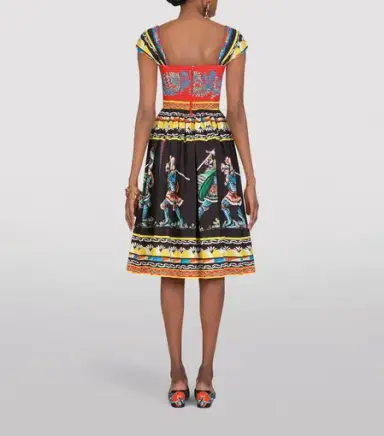 Dolce and Gabbana Bustier Midi Dress Print Size 48