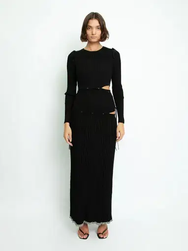 Christopher Esber Deconstructed Long Sleeve Dress Black Size 8 