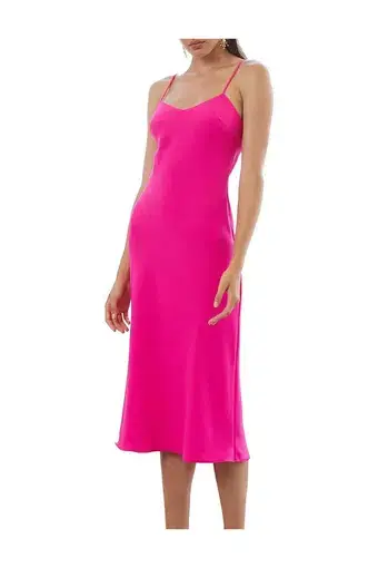 By Johnny Neon Bias Slip Midi Dress Pink Size 6