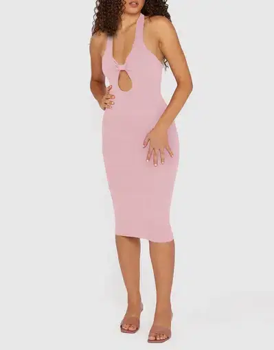 By Johnny Scarlette Knit Midi Dress Blush Pink Size M