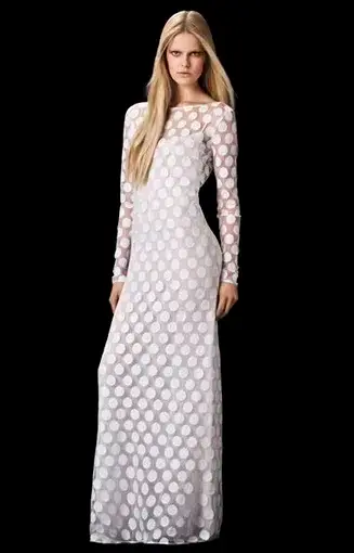 Carla Zampatti Polka Dot Maxi Dress White Size 6