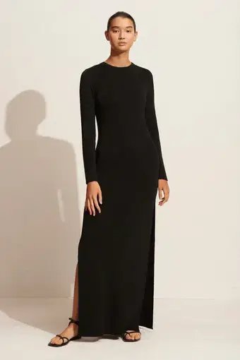 Matteau Long Sleeve Knit Dress Black Size 16 