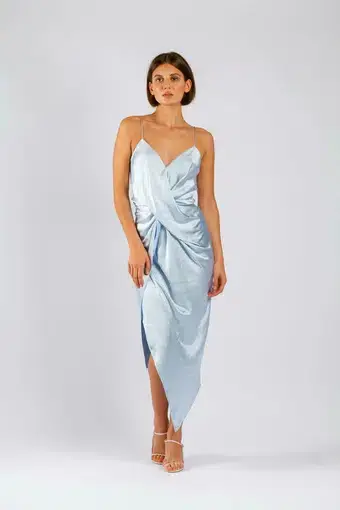 One Fell Swoop Surreal Maxi Dress Sky Blue Silk Size 6