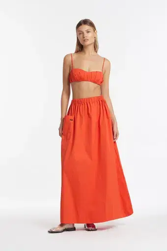 Sir the Label Anja Tucked Bralette and Anja Skirt Set Mandarin Red Size 6 