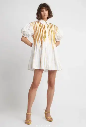 Aje Collective Beaded Dress in Ivory Marigold