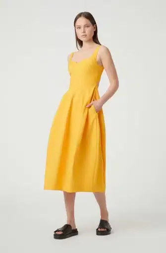 Camilla and Marc Callie Open Back Midi Dress Yellow Size 6