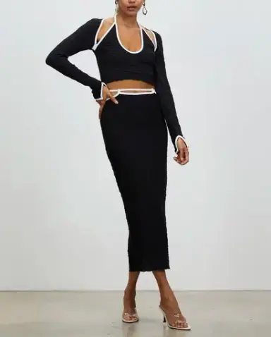 Ownley Uma Top & Sabrina Skirt Set Black Size 8