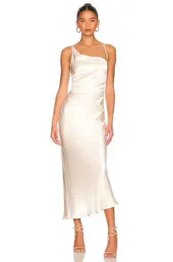 Shona Joy La Lune Asymmetrical Bias Cowl Midi Dress Cream Size 6