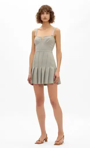 Dion Lee Column Pleated Mini Dress Grey Size 8