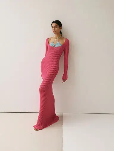 Paris Georgia Elemental Linen Knit Dress in Barbie Pink Size 6