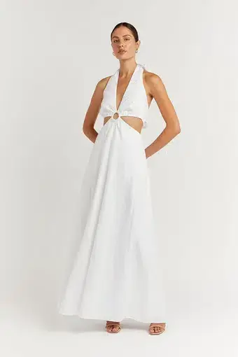 Dissh Layne Halter Midi Dress White Size 8 