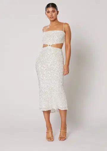 Winona Asha Ring Dress White Sequin Size 10
