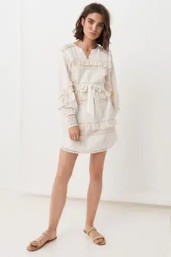 Spell Suki Mini Party Dress Cream Size M