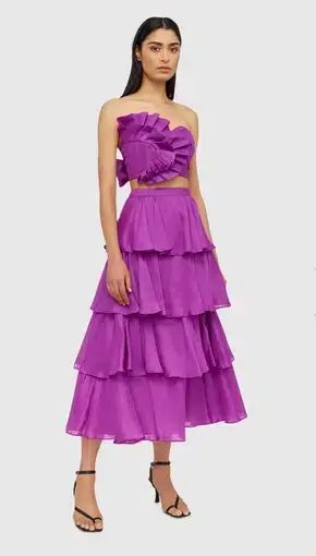 Leo and Lin Violet Wrap Bustier & Tiered Skirt Set Size 8