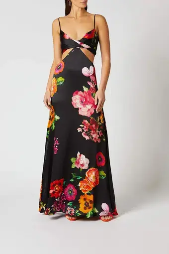 Scanlan Theodore Silk Floral Print Dress Black Size 6