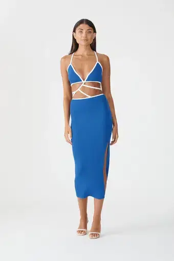 San Sloane Gabby Midi Dress Blue Size S