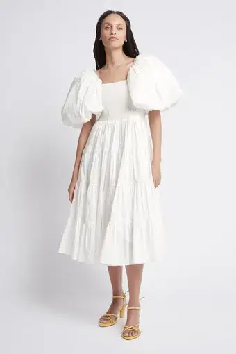 Aje Cherished Midi Dress Ivory Size 4