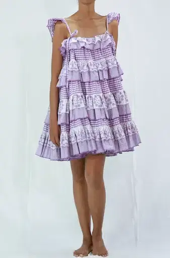Innika Choo Embroidered Mix Layer Mini Dress Lilac Size 12