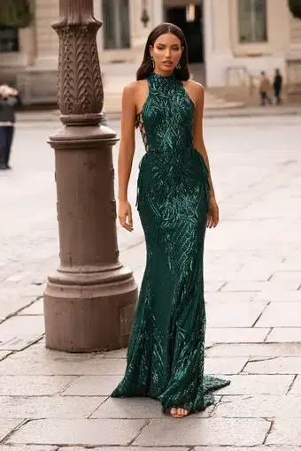 Alamour Belinda Sequin Gown Green Size M