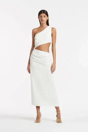 Sir the Label Clemence One Shoulder Midi Dress White Size 1