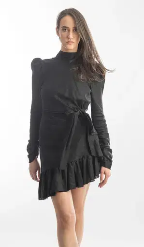 Zimmermann Asymmetric Flounce Mini Dress Black Size 1