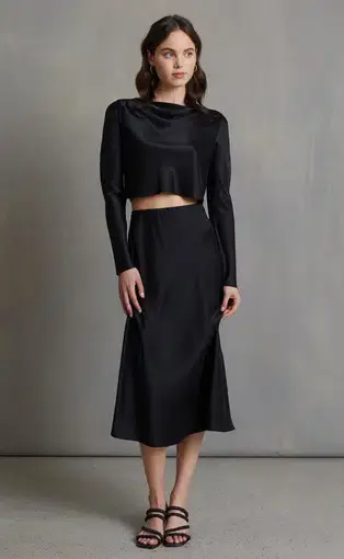 Bec & Bridge Classic Silk Long Sleeve Top Black Size 10