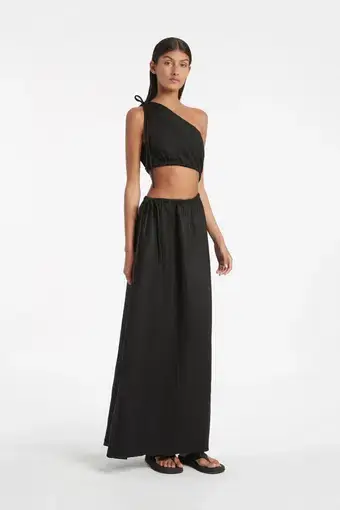 Sir The Label Blanche One Shoulder Crop and Tie Skirt Set Black Size 0