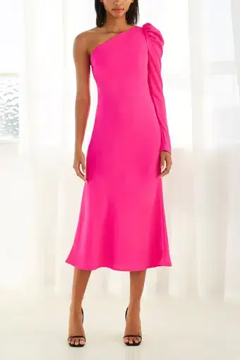 By Johnny Abby Asymmetric Sleeve Bias Dress Pink Size 8