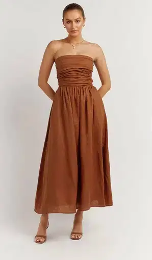 Dissh Lexi Spice Strapless Dress Brown Size 14