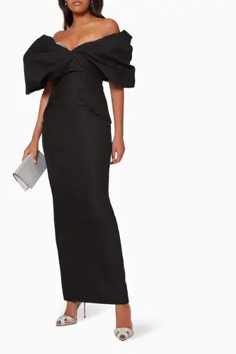  Rachel Gilbert Xavier Gown Black Size 8