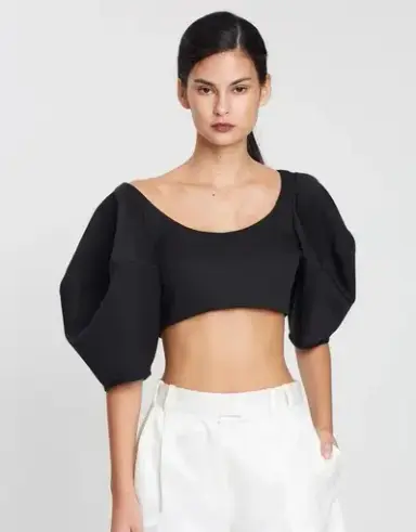Ellery Neatly Labeled Bubble Crop Top Black Size 8