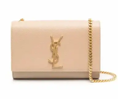 YSL Kate Textured Leather Bag With Gold Hardware Strap Beige