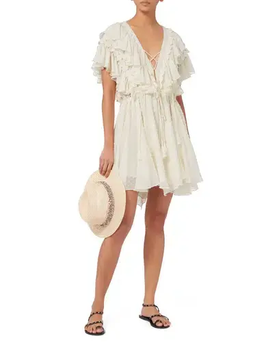 Shona Joy Stella Ruffle Dress Cream Size 10