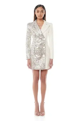 Eliya the Label Demi Blazer Dress Silver Sequin Size 10