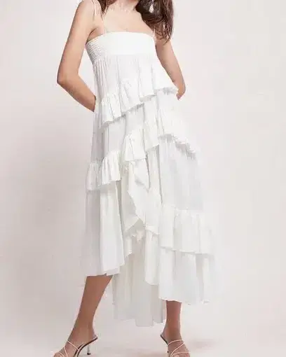Aje Armeria Waterfall Dress White Size 10