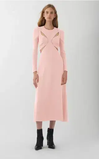Dion Lee Cady Tessellate Long Sleeve Midi Dress Pink Size 4