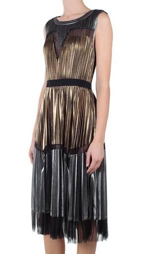 Lucea Pleated Metallic Dress BCBG Maxazria size 6