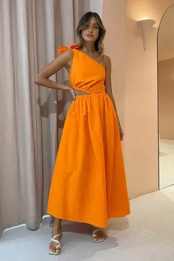 By Nicola Gabriella One Shoulder Midi Dress in Sunkissed Orange Size 6