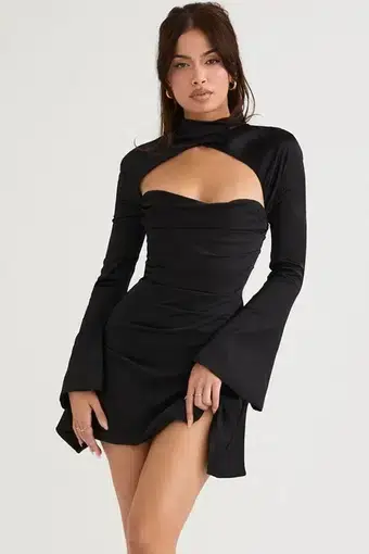 House of CB Toira Draped Corset Mini Dress Black Size S / Au 8