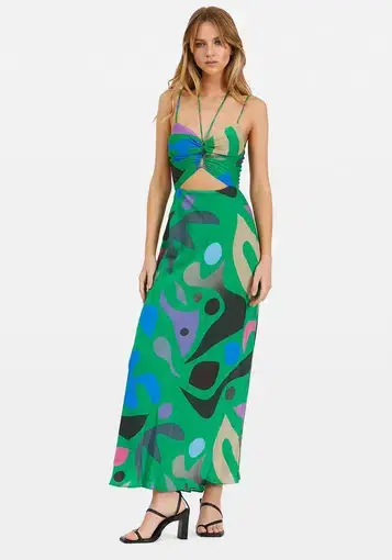 Manning Cartell Aubusson Green Slip Dress Print Size 8