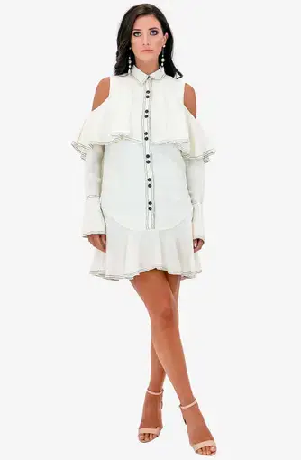 Aje Campaspe Tailored Mini Dress Cream Size 6 
