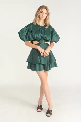 Aje Gracious Cut Out Mini Dress Green Size 8